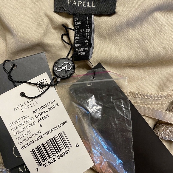 NEW Adrianna Papell sequin popover mermaid gown  Size 6 - Picture 6 of 9